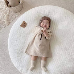 Neutral Cotton Embroidered Baby Play Mat