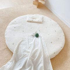 Neutral Cotton Embroidered Baby Play Mat