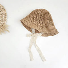 Baby Straw Sun Hat with Lace Bow