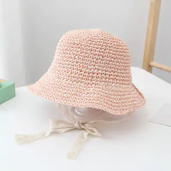 Baby Straw Sun Hat with Lace Bow