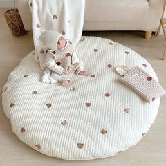 Neutral Cotton Embroidered Baby Play Mat