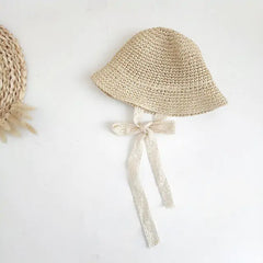 Baby Straw Sun Hat with Lace Bow