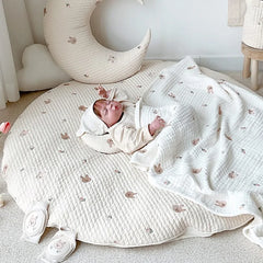 Neutral Cotton Embroidered Baby Play Mat