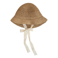 Baby Straw Sun Hat with Lace Bow